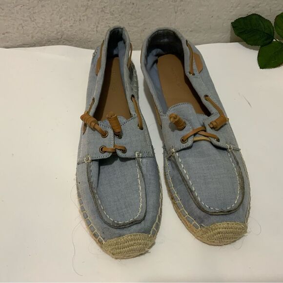 Maui Island Schooner light blue denim boat shoe size 9 M - Picture 1 of 15